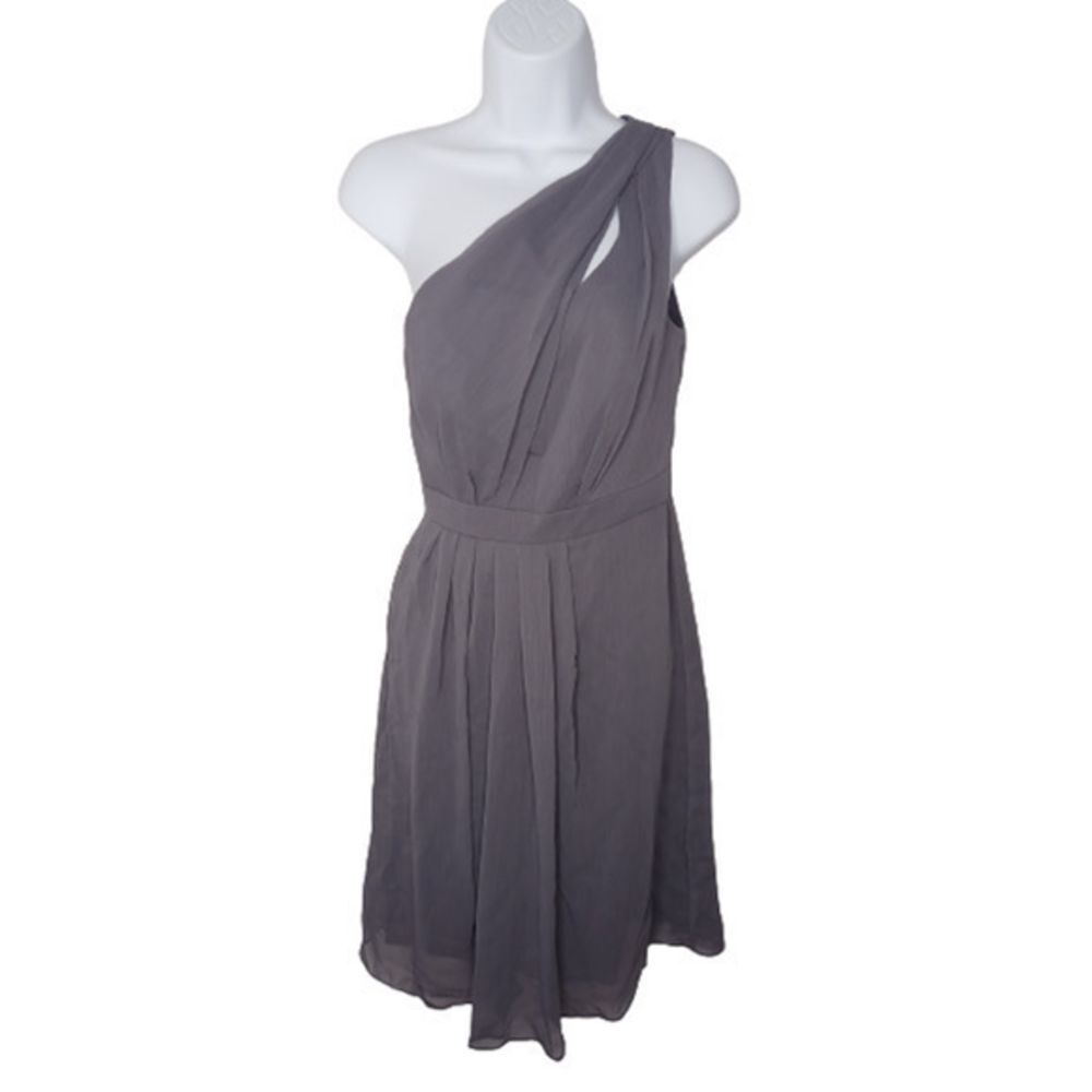 David's Bridal Pewter One Shoulder Short Dress Formal Size 0‎